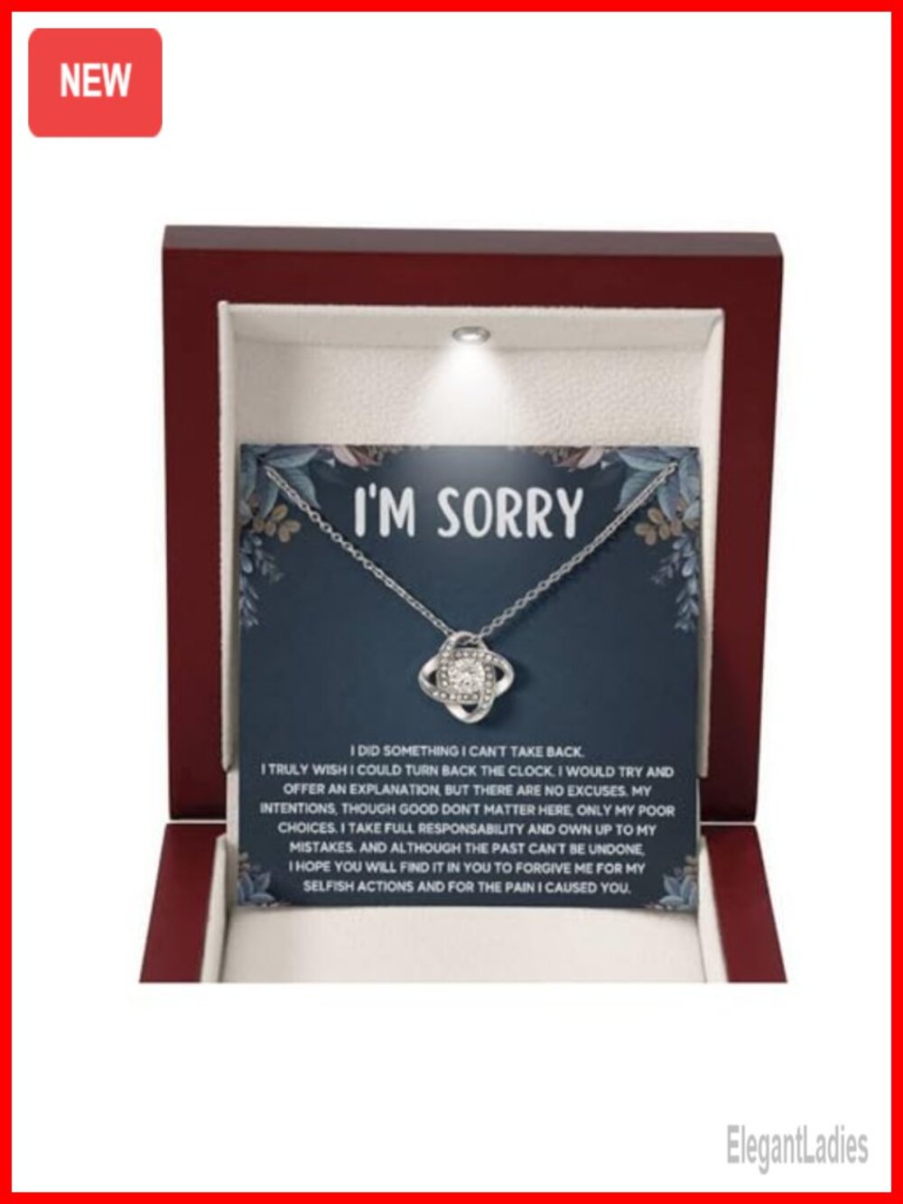 14k White Gold Finish Infinity Heart Pendant Necklace with Message Card